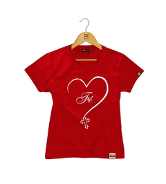 Camiseta Baby Look Fé No Coração na internet