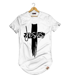 Camiseta Longline Pintee Cruz Jesus Vazado - comprar online