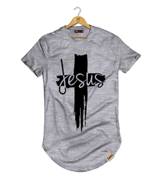 Camiseta Longline Pintee Cruz Jesus Vazado - comprar online
