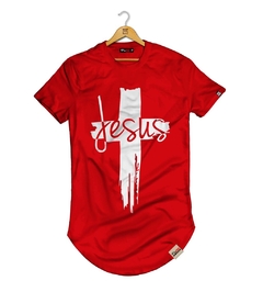 Camiseta Longline Pintee Cruz Jesus Vazado - loja online