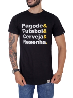 Imagem do Camiseta Longline Pintee Frase Pagode & Futebol & Cerveja & Resenha