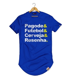Camiseta Longline Pintee Frase Pagode & Futebol & Cerveja & Resenha na internet