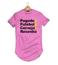 Camiseta Longline Pintee Frase Pagode & Futebol & Cerveja & Resenha na internet