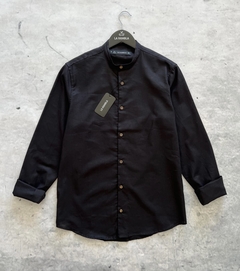 camisa lino negra