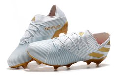 Chuteira Adidas Nemeziz 19.1 FG Dourado/Branco