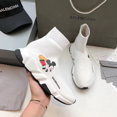 Ténis Balenciaga Plataforma Speed Branco com Estampa do Mickey  Mickey Original