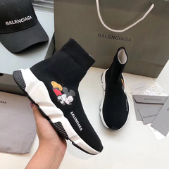 Ténis Balenciaga Plataforma Speed Preto com Estampa do Mickey  Mickey Original