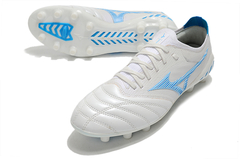 CHUTEIRA MIZUNO MORELIA NEO 3 FG ORIGINAL BRANCO E AZUL CLARO - Sport Shoe