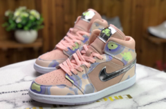 Tênis  Air Jordan 1 Mid Pink Multi Color CW6008-600 Basquete Feminino