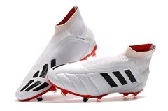 Chuteira Adidas Predator Mania 19+ Branco Vermelho Campo Profissional - comprar online