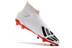 Chuteira Adidas Predator Mania 19+ Branco Vermelho Campo Profissional na internet