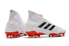 Chuteira Adidas Predator Mania 19+ Branco Vermelho Campo Profissional - loja online