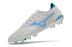 CHUTEIRA MIZUNO MORELIA NEO 3 FG ORIGINAL BRANCO E AZUL CLARO - loja online