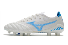 CHUTEIRA MIZUNO MORELIA NEO 3 FG ORIGINAL BRANCO E AZUL CLARO - comprar online