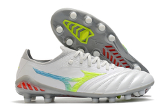 CHUTEIRA MIZUNO MORELIA NEO 3 FG ORIGINAL BRANCO E VERDE NEON