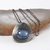 Colar Amuleto Pedra Cianita Azul Natural Prata 950