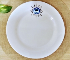 PLATOS DE VIDRIO BLANCO OJO TURCO - tienda online