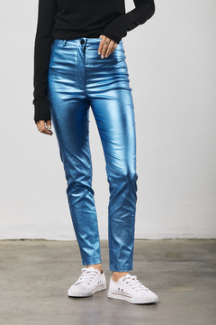 PANTALON CHUPIN SHINE - AZUL en internet