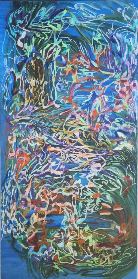 Dolores Castaño. Lugar Azul, 185,5 x 92 cm