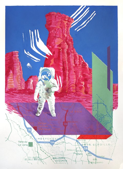 Kalil LLamazares. Astronauta Talampaya, 70 x 50 cm