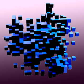 Maximiliano Bellmann. Blue cube random oder , 60 x 60 cm