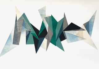 Laura Saint Agne. Collage metalizado, 35 x 50 cm