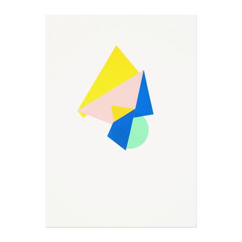 Laura Saint-Agne. Azul, verde agua, amarillo y rosa, 35 x 25 cm
