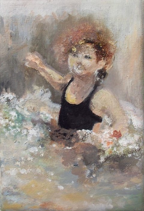 Valeria Poggio. Niña en el agua. 18 x 13cm.