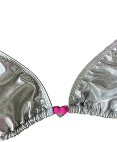 Triangulito Amed Plata con tiras Fucsia - comprar online