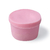 Imagem superior de um lindo hidratante corporal em barra de tom rosa, em um fundo branco. O hidratante corporal é uma barra sólida em formato de pote.