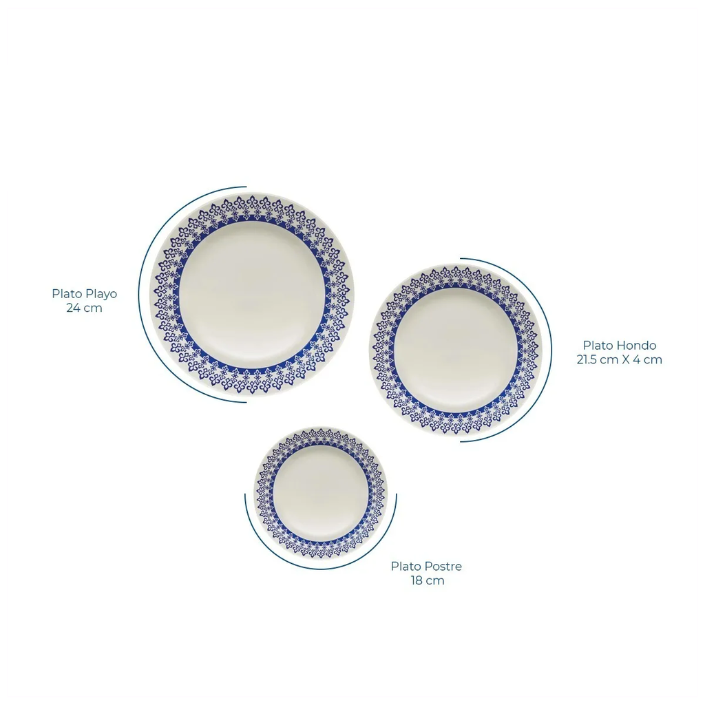 Set X18 Piezas Vajilla Ceramica Grecia Biona Oxford