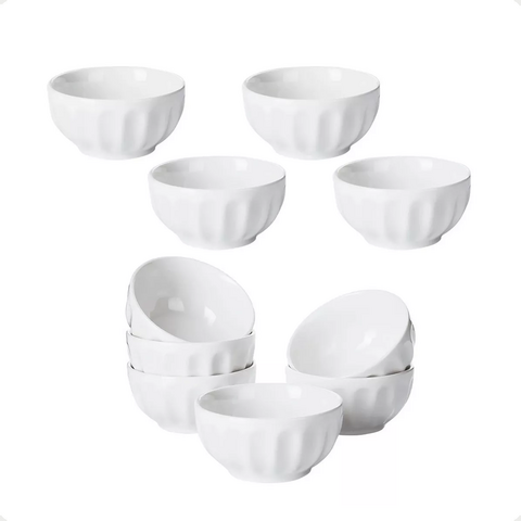 10 Bowls Compotera de Ceramica 13 Cm Blanco Cereales