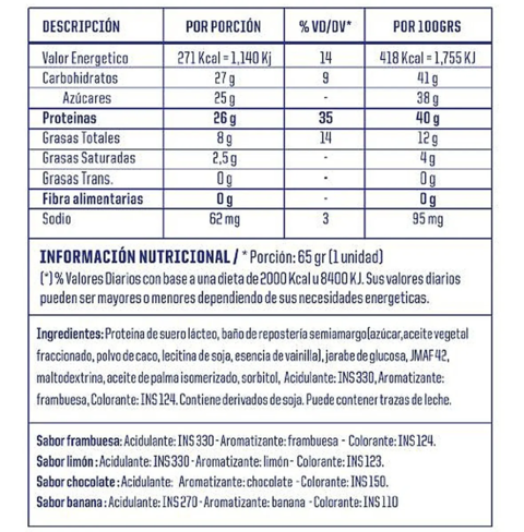 WHEY PROTEIN BAR UNIDAD 65Grs C/U - MERVICK - comprar online