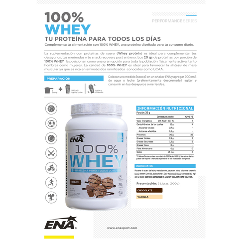 100% WHEY PROTEIN 2LBS - ENA SPORT - tienda online