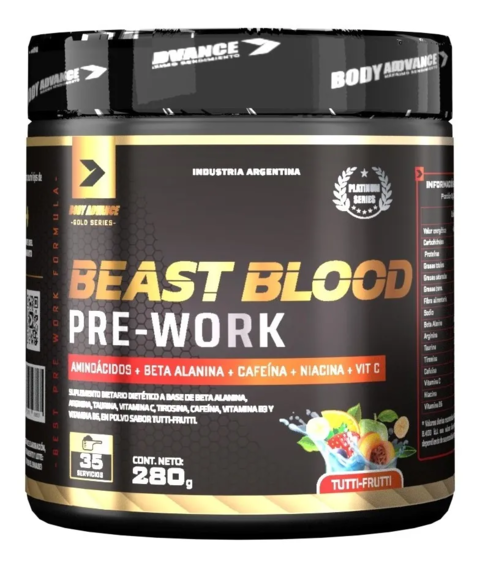 Beast Blood Pre Work Pre Entrenamiento 280gr - Body Advance - Platinum Series