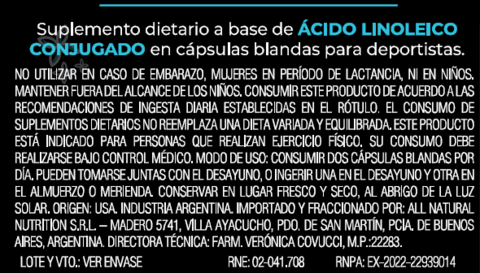 CLA Acido Linoleico Conjugado 60 Capsulas Blandas - Natural Nutrition - tienda online