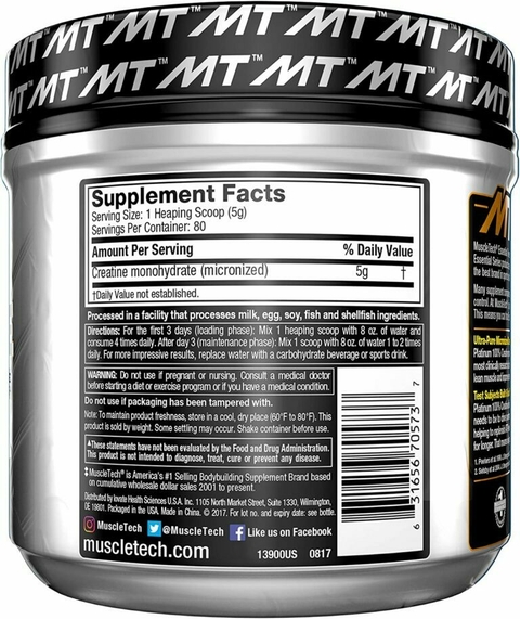 PLATINUM CREATINA 400Grs 80 SV - MUSCLETECH - comprar online