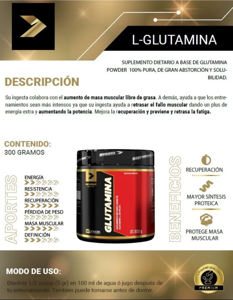 Glutamina 300 Gr Recuperación Muscular - Body Advance - comprar online