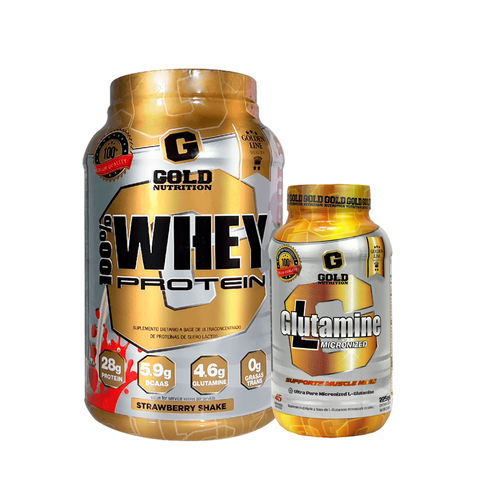 COMBO WHEY PROTEIN 2LBS + GLUTAMINA - GOLD NUTRITION