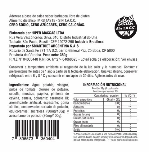 Salsa Barbacoa zero calorias - MRS TASTE - comprar online