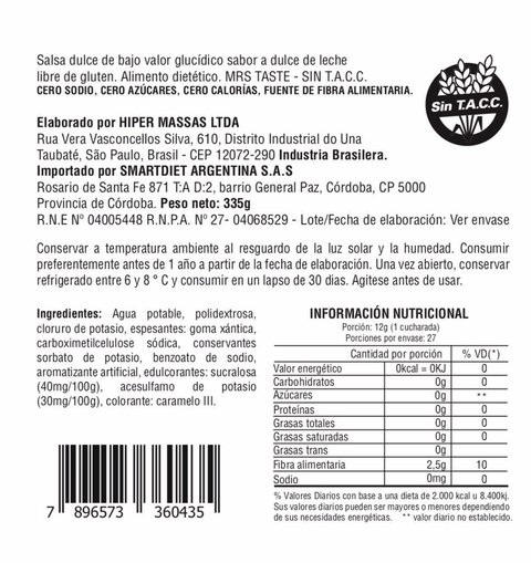 Salsa Sabor dulce de leche zero calorías - MRS TASTE - comprar online