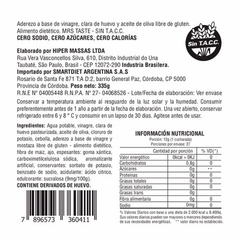 mayonesa zero calorías - MRS TASTE - comprar online