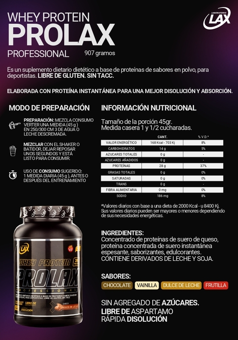 PROLAX WHEY PROTEIN 2LBS - LAX - comprar online