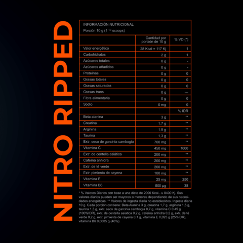 NITRO RIPPED PRE WORKOUT 300 GRS - XBODY EVOLUTION