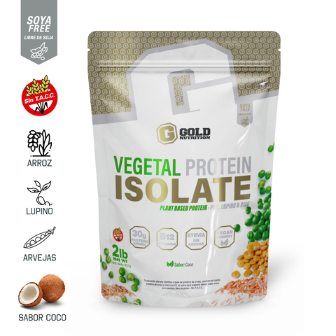VEGETAL PROTEIN ISOLATE + VITAMINA B12 X 2LBS (Libre de Soja) - GOLD NUTRITION