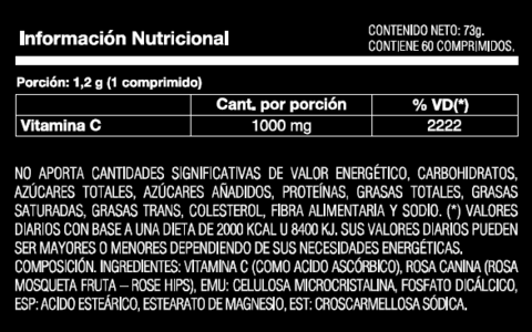 Vitamina C 60 Comprimidos - Natural Nutrition - Off Suplementos