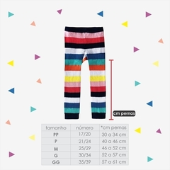 meia calça Legging Infantil Hey Listradona Cantarola medidas