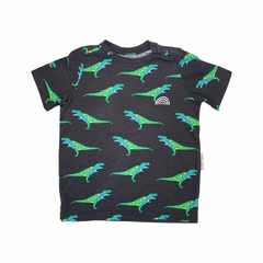 Camiseta infantil DINO PRETA com bordado