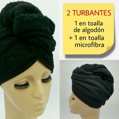 2 TURBANTES BÁSICOS NEGROS