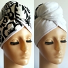 TURBANTE ALGODÓN Y MICROFIBRA REVERSIBLE BLANCO Y NEGRO